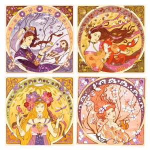 DJ09383-Planse pictura Art Nouveau cu sclipici Inspired by Mucha, Djeco