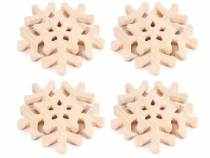 Decoratiune de Craciun, Set 4 fulgi de nea din lemn