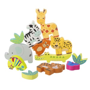 OTT12896 Joc Animale din jungla de stivuit, Orange Tree Toys