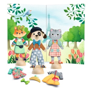 DJ09849 - Set colaj copii  cu fundaluri Paris și figurine din lemn, Djeco