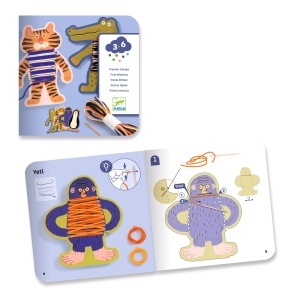 Set educativ de țesut pentru copii cu 4 animăluțe și fire colorate