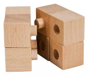 Fr_17315-Joc logic IQ puzzle 3D din lemn, Fridolin