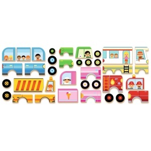 DJ03074 - Piese magnetice din lemn pentru construirea vehiculelor, Djeco