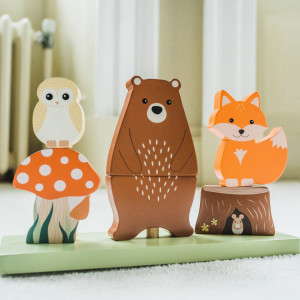 OTT12111_Jucarie din lemn de stivuit cu animalele padurii, Orange Tree Toys 