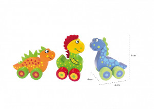 OTT07403_3 dinozauri de lemn cu roti Orange Tree Toys
