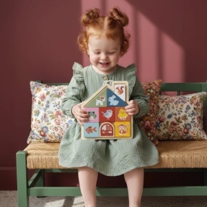 Jucarie educativa puzzle magnetic din lemn pentru copii de la 12 luni