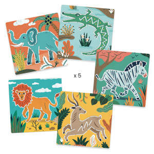 DJ08916-Sabloane lavabile din plastic Animale salbatice, Djeco