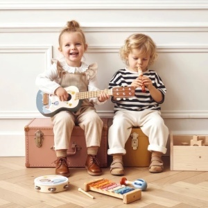 Set de 6 instrumente muzicale din lemn pentru copii