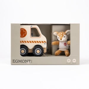 Ambulanta din lemn cu mini figurina, Egmont Toys