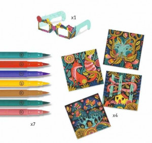 DJ08652-Planse de colorat 3D Fantezie in padure, Djeco