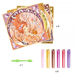 DJ09383-Set de pictura Art Nouveau cu sclipici Inspired by Mucha, Djeco