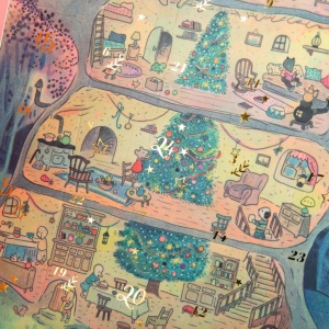 Calendar de Advent Lanterna si 24 de discuri cu povesti Big Family, Moulin Roty