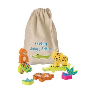 OTT12896 Joc Animale din jungla de stivuit, Orange Tree Toys