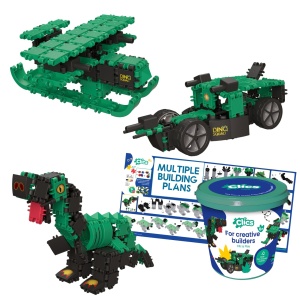 Joc de construit Clics Lumea dinozaurilor 6 in 1, Clicstoys