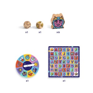 DJ08583 - Carti de joc ilustrate cu litere si categorii din jocul ABC Rapido, Djeco