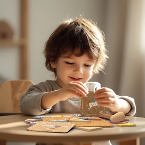 Set educativ cu ciocănel și panou din plută.