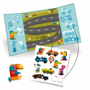 DJ09073 -Planse cu abtibilduri repozitionabile Vehicule, Djeco