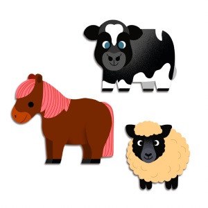 DJ00056 - Stickere mari si groase cu animale de la ferma pentru bebelusi, Djeco