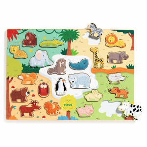DJ01830_Puzzle lemn cu 22 de animale, Djeco