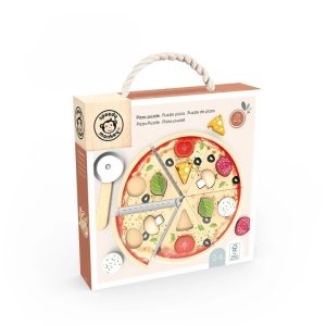Puzzle din lemn in forma de pizza, Speedy Monkey