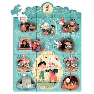 J07052 Puzzle poveste Pinocchio cu 54 de piese Djeco