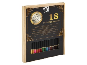 Set 18 creioane colorate, in cutie de lemn, Craft ID