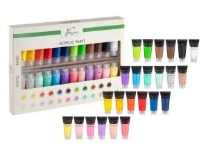 Set 24 culori acrilice, pastel si de baza, Fine Art Nassau