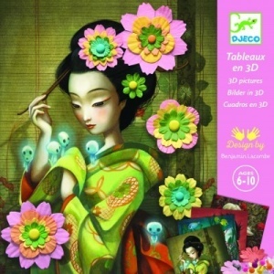 Planșe ilustrate cu personaje feminine – decor floral 3D pentru copii