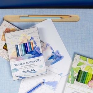 Moulin Roty - set creativ cu creioane colorate și planșe de colorat pentru copii