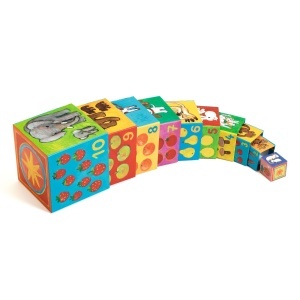 DJ08506-Joc de construit cu ilustrații veselei din carton FSC, Djeco