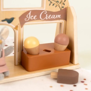 Set de joacă mini gelaterie – interior cu ilustrații și accesorii