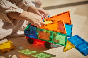 Set magnetic cu roți pentru construcții – 25 piese, Cleverclixx