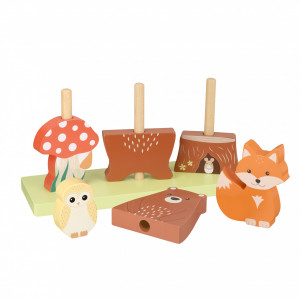 OTT12111_Jucarie din lemn de stivuit cu animalele padurii, Orange Tree Toys 