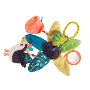 Frunza cu tucan cu diverse activitati senzoriale, jucarie bebe de la Moulin Roty