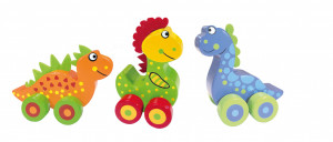 OTT07403_Primii mei dinozauri - set jucarii cu roti din lemn, Orange Tree Toys