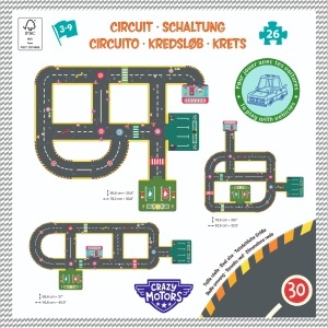 DJ05498 - Circuit din carton FSC Crazy Motors – cu parcări și trasee variate, Djeco