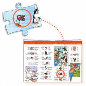 DJ07420-Puzzle observatie cu brosura Animalele lumii, Djeco