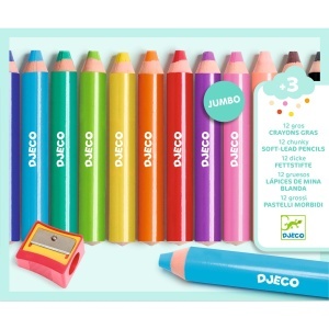Set de 12 creioane groase cu mină moale pentru copii