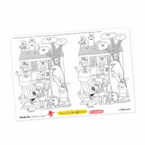 Set 40 naproane de hartie de colorat modele monstruleti Moulin Roty