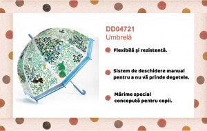 DD04721-Umbrela transparenta pentru adulti Flori si pasari, Djeco 
