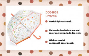 DD04805 - Umbrelă transparentă pentru copii cu ilustrații colorate , Djeco