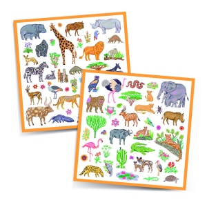 stickere sau abtibilduri cu lei, zebre, elefanți și alte animale africane