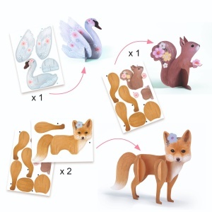 Cartonașe scratch-art cu efect metalic și scenă 3D cu animale