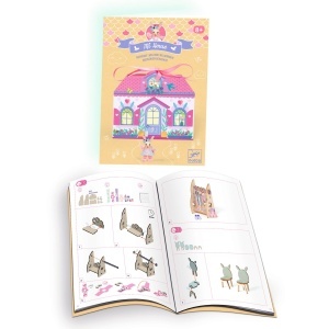 Kit pentru realizarea unei mini căsuțe cu mobilier și personaj.