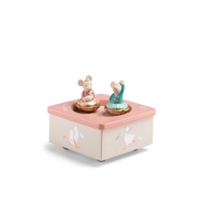MR_667106- Figurine magnetice soricei balerini pe baza muzicala roz, Moulin Roty