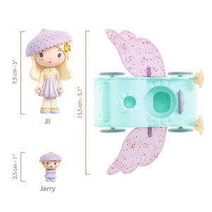 DJ06939 - Tinyly Jil & Jerry – set cu mașina nor și figurine articulate, Djeco