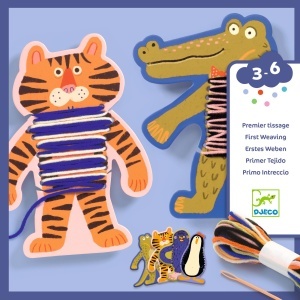 Set educativ de țesut pentru copii cu 4 animăluțe și fire colorate