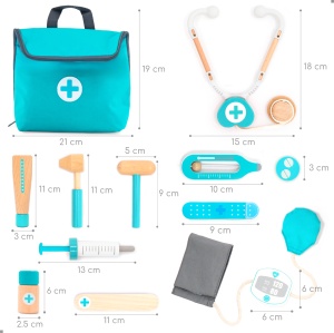 Mini trusă de doctor UMU din lemn, 14 piese, pentru copii 3 ani+