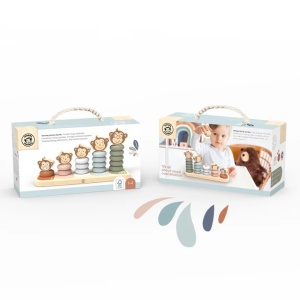 Monkey Family Stacker – 5 maimuţe din lemn FSC de stivuit