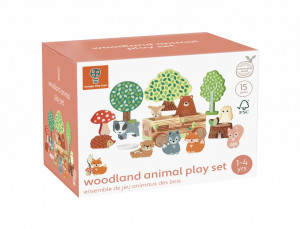 Jucarie de indemanare Set cu piese din lemn animale de padure, Orange Tree Toys